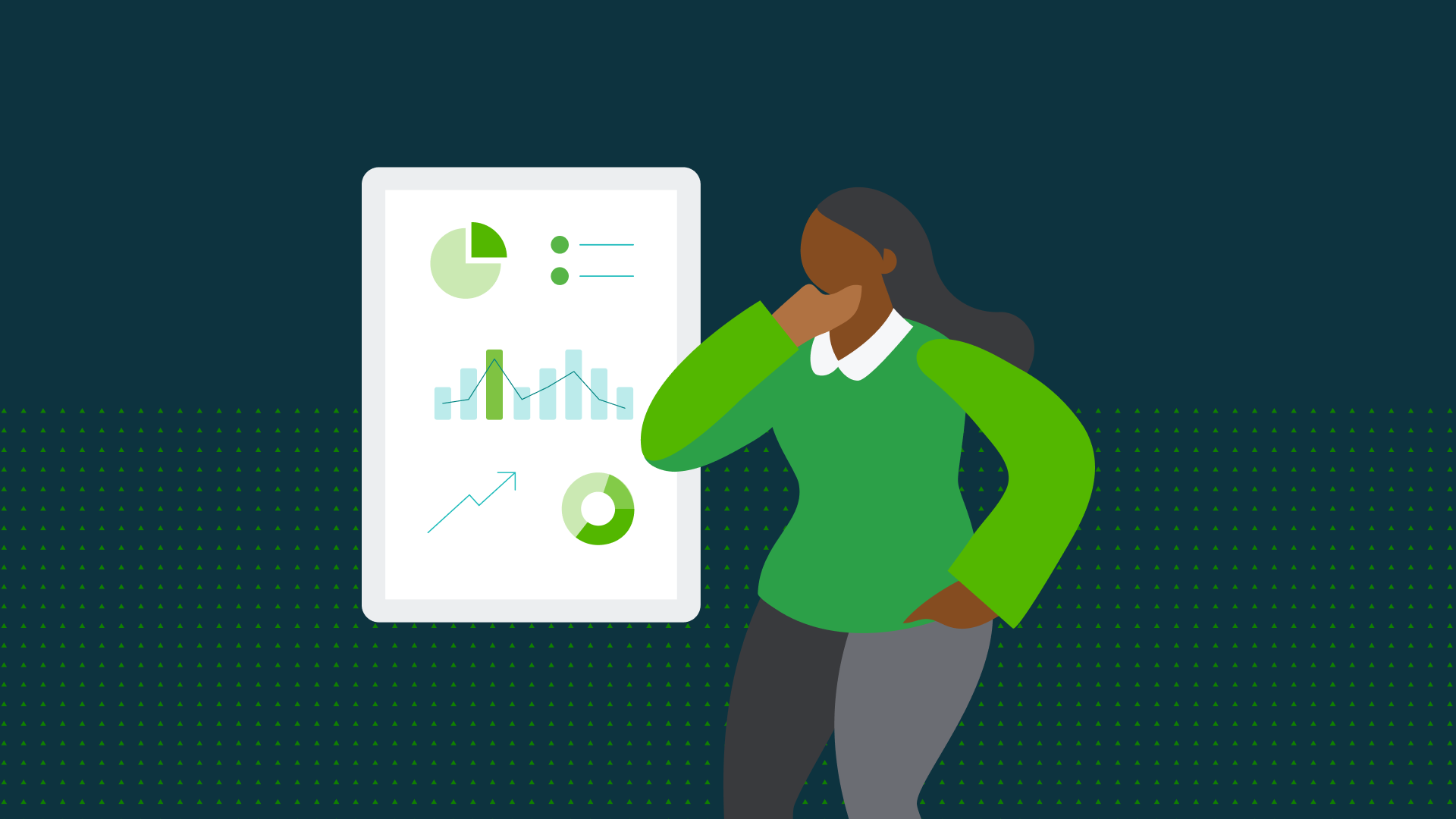 illustration of person looking at dashboard of data